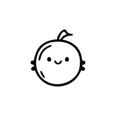 Cute round fruit icon in kawaii style vector illustration