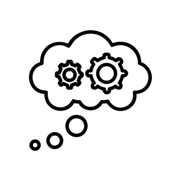 Thought bubble with gears representing problem solving