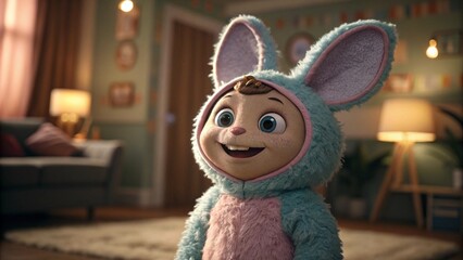 Whimsical character in furry costume evoking nostalgia and fairytale mood, perfect for creative concept visuals.