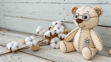 Cozy vintage-style crochet bear with nostalgic tones, ideal for childhood and handmade decor themes.