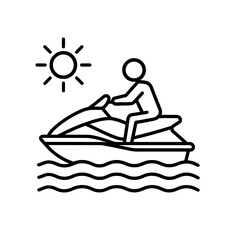 Fototapeta premium Jet Ski Rider Icon Vector in Black and White 