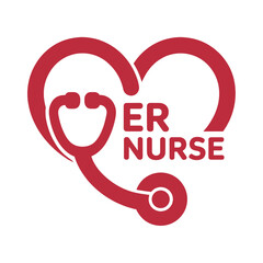 Red Stethoscope Forming a Heart Shape with ER Nurse Text er nurse emergency room