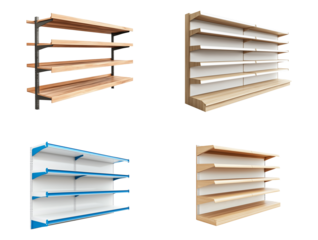 Side view of empty shelf isolated.