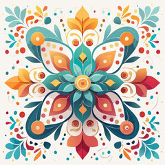 Floral ornament with colorful details and transparent background