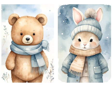 Cute winter animals
