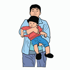 Joyful and Loving Father Holding His Adorable Toddler Son in a Heartwarming Family Bonding Moment