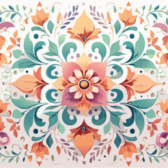 Seamless pattern of floral ornaments with transparent background