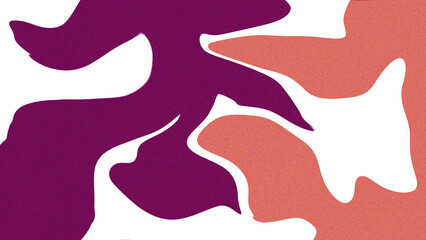 Illustration of abstract fluid art with purple, salmon, and white color isolated on white background