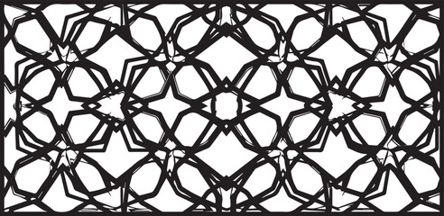 Naklejka premium Intricate geometric design, black lines create a modern, elegant and decorative pattern against a white background, perfect for creative projects