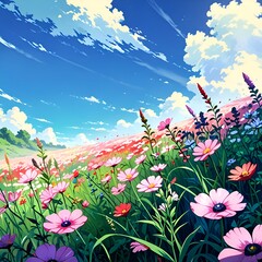 summer landscape with flowers