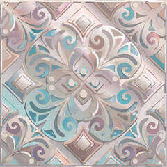 Seamless pattern of ornate swirls and geometric shapes