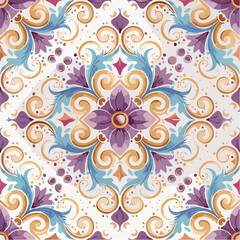 Seamless pattern of ornate floral elements