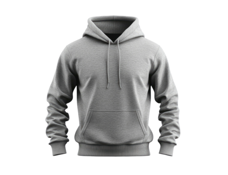 Front view of a gray hooded sweatshirt