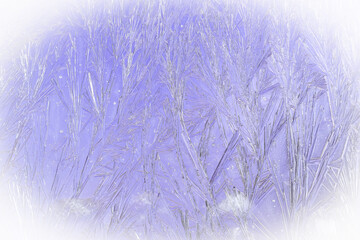 Soft lilac frost texture with delicate icy branches and gentle sparkle. Dreamy winter background in...