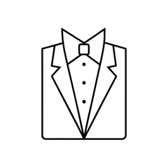 Folded tuxedo with bow tie on transparent background