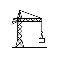 Crane outline with load box on transparent background