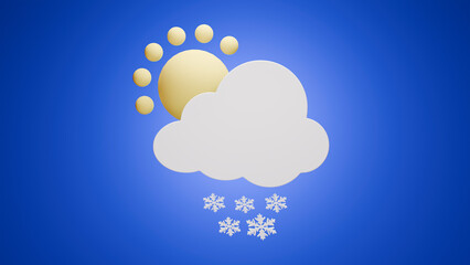 Weather icon on blue background. 3d render illustration.