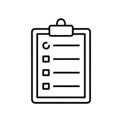 Clipboard with checklist items on transparent background