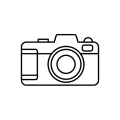 Outline drawing of a camera on transparent background