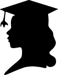 Girl with Graduation Cap Silhouette PNG, Female Student Vector Illustration