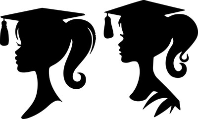Girl with Graduation Cap Silhouette PNG, Female Student Vector Illustration