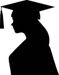 Girl with Graduation Cap Silhouette PNG, Female Student Vector Illustration