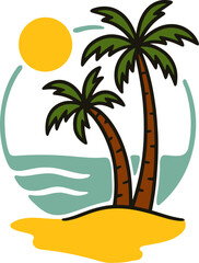 Tropical Beach Editable Vector AI File | Adobe Illustrator | Export to SVG, EPS, PDF, PNG, DXF, JPEG