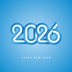 2026 New Year compact light blue white Argentina ribbon flag numbers design on sky blue background. New Year 2026 concept template greeting card
