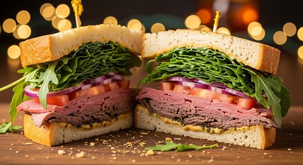 Delicious sandwich cut in half