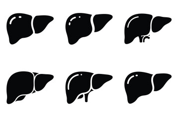 Liver silhouette vector icon set