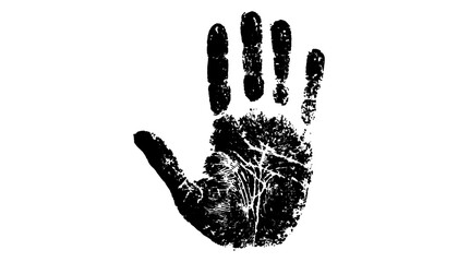 Black handprints isolated on white background. Vector handprint on background hand drawn digital art style illustration isolated on transparent background