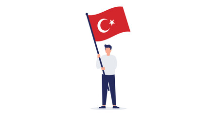 A person stands holding the Turkish flag, a symbol of national pride and identity.