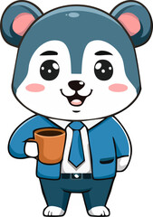 Cute Office Mascot Character Drinking Coffee,
Adorable Employee Cartoon Vector Illustration,
Happy Worker with Coffee Cup Artwork,
Funny Business Mascot Relaxing Design