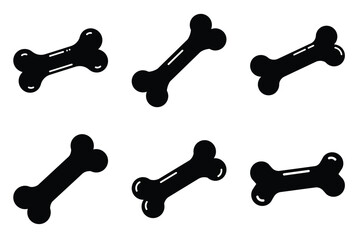 Bone silhouette vector icon set