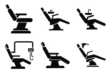 Dentist chair silhouette vector icon set