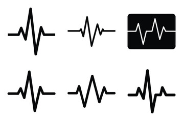 ECG wave silhouette vector icon set
