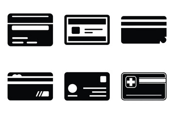 Health insurance card silhouette vector icon set
