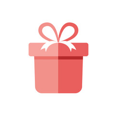 A simple pink gift box with a white bow perfect for celebrations and special occasions isolated on white background