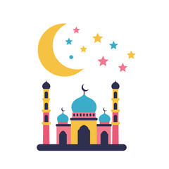 Ramadan moon and mosque festive stars celebration islamic holy month greeting isolated on white background