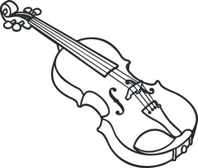 Obraz premium A simple line drawing of a violin showcasing its elegant design and musical features.