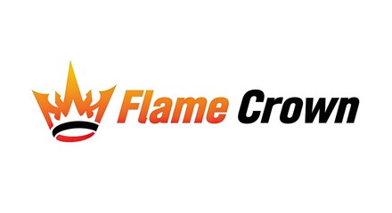 Flame Crown Logo Design with Fiery Crown Emblem and Bold Text