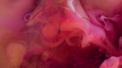 Broken lamp. Color smoke cloud. Defocused pink yellow paint fluid cracked glass swirling water spreading on abstract art background. - Powered by Adobe