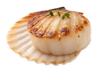 scallop cooked isolated on a transparent background.