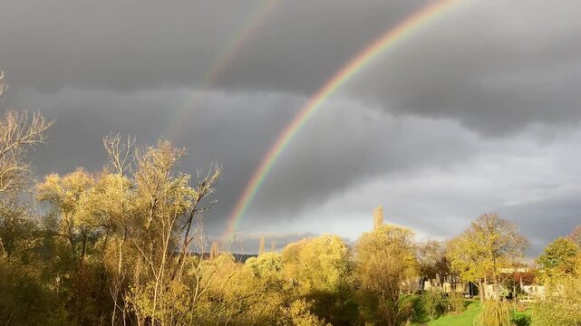 Double Rainbow over the City of Jena, Germany