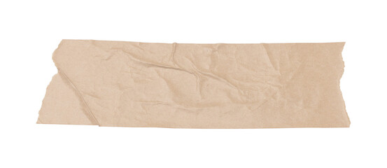 adhesive tape pieces on a transparent background, torn pieces of sticky brown tape on a white background.