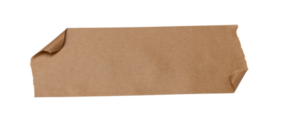 adhesive tape pieces on a transparent background, torn pieces of sticky brown tape on a white background.