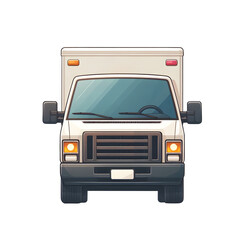 cartoon style delivery pickup van front view vector style isolated on transparent background