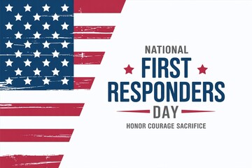 National First Responders Day Banner with Distressed USA Flag Graphic to Honor the Courage and Sacrifice of Emergency Service Workers

