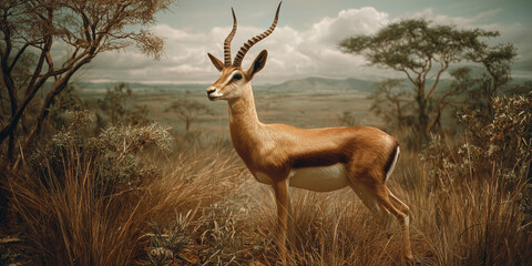 Beautiful antelope (gazelle) on African Savanna