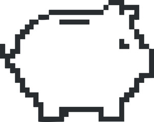 Fototapeta premium A simple pixel art style piggy bank illustration representing savings and finance.